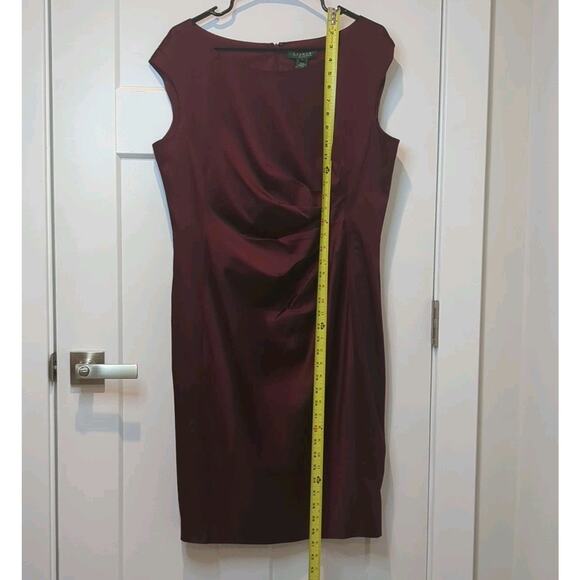 Lauren Ralph Lauren Wine Red Women’s 16 Satin Cocktail Party Dress Event Holiday - Picture 9 of 16